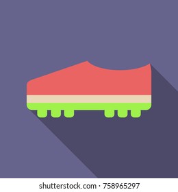 Soccer boots icon on background with round shadow. Vector illustration.