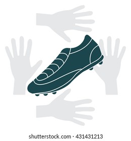 Soccer boots label - vector illustration
