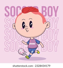 Soccer boy in action with the ball
