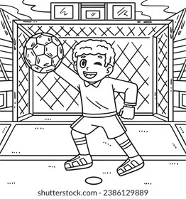 Soccer Boy Goal Keeper Coloring Page for Kids