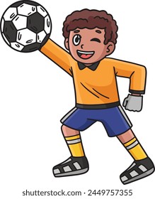 Soccer Boy Goalkeeper Cartoon Colored Clipart 