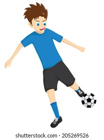 soccer boy kick the ball