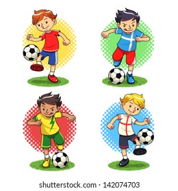 Soccer Boys Soccer player boys with different uniforms. Vector EPS10 file.