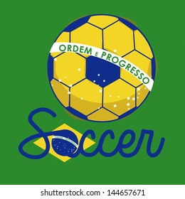 soccer brazilian over green background vector illustration