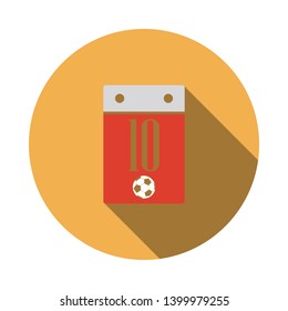 Soccer Calendar Icon. Flat Circle Stencil Design With Long Shadow. Vector Illustration.