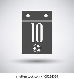 Soccer calendar icon on gray background with round shadow. Vector illustration.