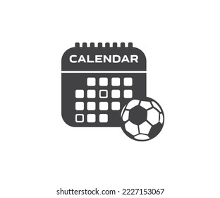 Soccer calendar reminder, soccer or football play schedule logo design. Sport calendar and soccer realistic football ball vector design and illustration.