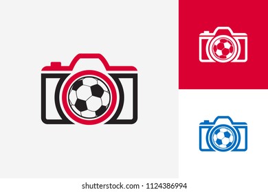 Soccer Camera Logo Template Design Vector, Emblem, Design Concept, Creative Symbol, Icon