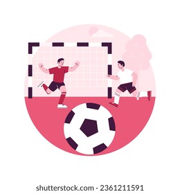 Soccer camp abstract concept vector illustration. Football summer vacation, day camp, soccer academy, kids playing, specialty school, teamwork training, youth sport program abstract metaphor.