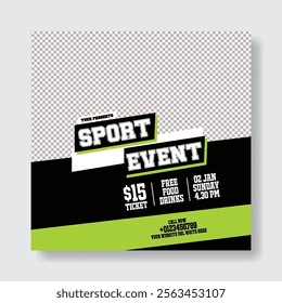 Soccer camp and sports event invitation editable social media post banner ad template and gym fitness social media square flyer poster, web banner ads template design 