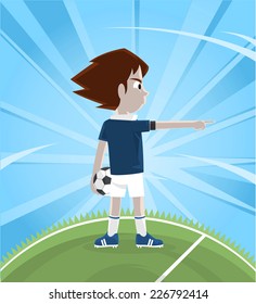 soccer captain vector cartoon illustration