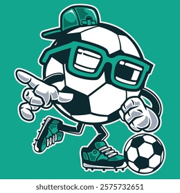 Soccer cartoon sticker character isolated vector