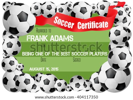 soccer certificate template football ball icons stock vector soccer certificate