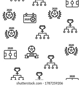 Soccer Champion 2020 Vector Seamless Pattern Thin Line Illustration