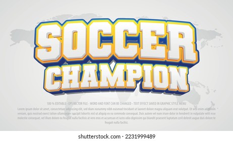 Soccer champion 3d style editable text effect template