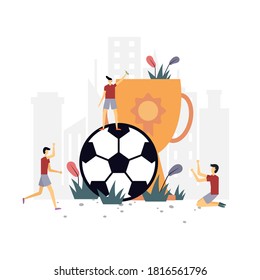 Fußball-Meister flach Illustration.Vectordesign.Geeignet für Landing-Page, i, Website, mobile App, Redaktionell, Poster, Flyer, Artikel und Banner.