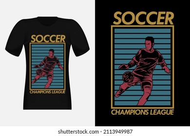 Soccer Champions League Silhouette Vintage T-Shirt Design