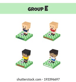 soccer championship cup block isometric cartoon character