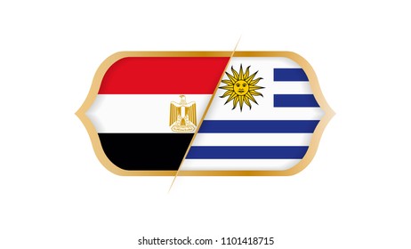 Soccer championship Egypt vs Uruguay. Vector illustration.