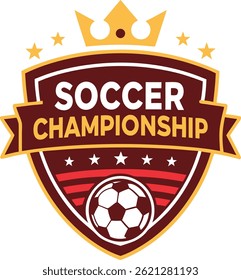 Soccer Championship Emblem Design with Crown and Stars