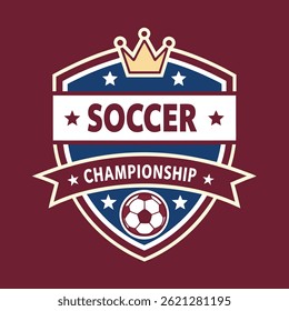Soccer Championship Emblem Design with Crown and Stars