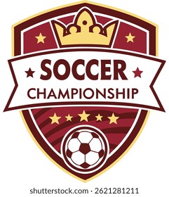 Soccer Championship Emblem Design with Crown and Stars