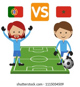 Soccer championship Portugal vs Morocco. Vector illustration.
