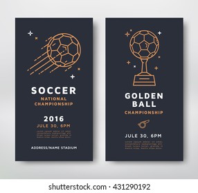 Soccer championship posters design. Line style vector illustration.