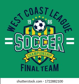 soccer championship. west coast league. final team. football sports. boys sports graphic tees vector illustration design