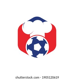 Soccer chef vector logo design. Soccer ball and chef hat icon design.	