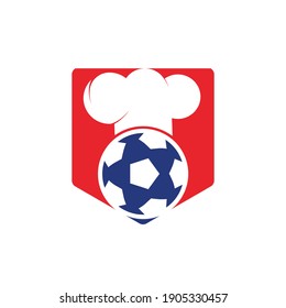 Soccer chef vector logo design. Soccer ball and chef hat icon design.	