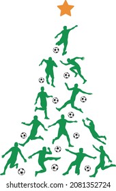 Soccer Christmas Tree. New Year Tree made of players