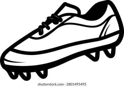 Soccer cleat silhouette with laces and studs on transparent background football shoe footwear sports athletic
