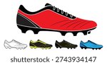 Soccer cleats collection isolated on white background with colorful designs