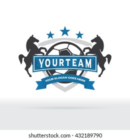 Soccer Club Badge with Horses and Stars Symbol, Football Club Badge