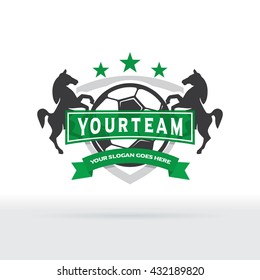 Soccer Club Badge with Horses and Stars Symbol, Football Club Badge