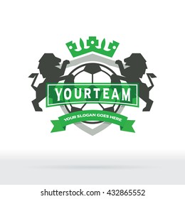 Soccer Club Badge with Lions and Crown Symbol, Football Club Badge