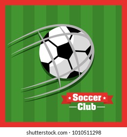 soccer club ball goal red green background