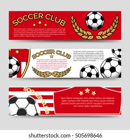 Soccer club banners template vector illustration. Footbal banners set