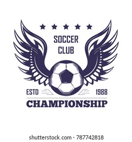 Soccer club championship promotion monochrome emblem