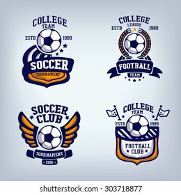 Soccer club emblem, college league logo, one color
design template element, football tournament, contest, tug, rush, competition, contest, emulation, game, comp