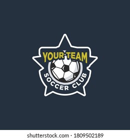 Soccer club emblem. Football badge shield logo, soccer ball team game club elements, Vector Logo Illustration Fit to championship or team