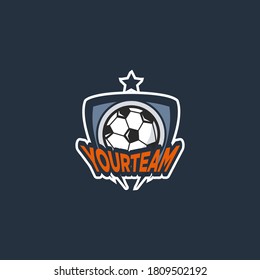 Soccer club emblem. Football badge shield logo, soccer ball team game club elements, Vector Logo Illustration Fit to championship or team