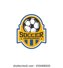 Soccer club emblem. Football badge shield logo, soccer ball team game club elements, Vector Logo Illustration Fit to championship or team