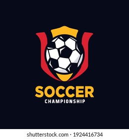 Soccer club emblem. Football badge shield logo, soccer ball team game club elements, Vector Logo Illustration Fit to championship or team