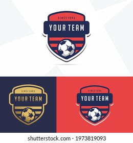 Soccer club emblem. Football badge shield logo, soccer ball team game club elements, Vector Logo Illustration Fit to championship or team