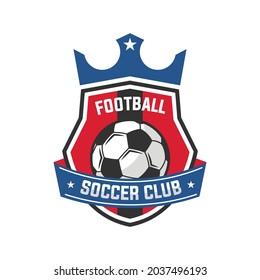 Soccer club emblem. Football badge shield logo, soccer ball team game club elements, Vector Logo Illustration Fit to championship or team