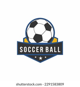 Soccer club emblem. Football badge shield logo, soccer ball team game club elements, Vector Logo Illustration Fit to championship or team