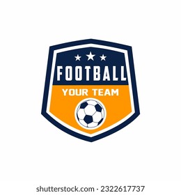 Soccer club emblem. Football badge shield logo, soccer ball team game club elements, Vector Logo Illustration Fit to championship or team