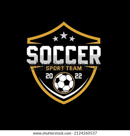 Soccer club emblem. Football badge shield logo, soccer ball team game club elements, Vector Logo Illustration Fit to championship or team
